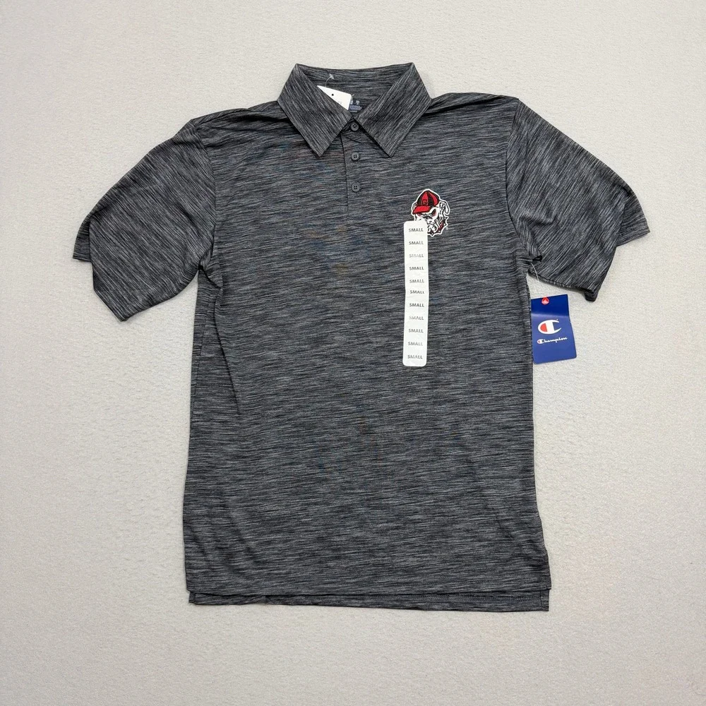 Champion Polo Men's Small Grey Georgia Bulldogs Space Dye Performance NCAA NEW